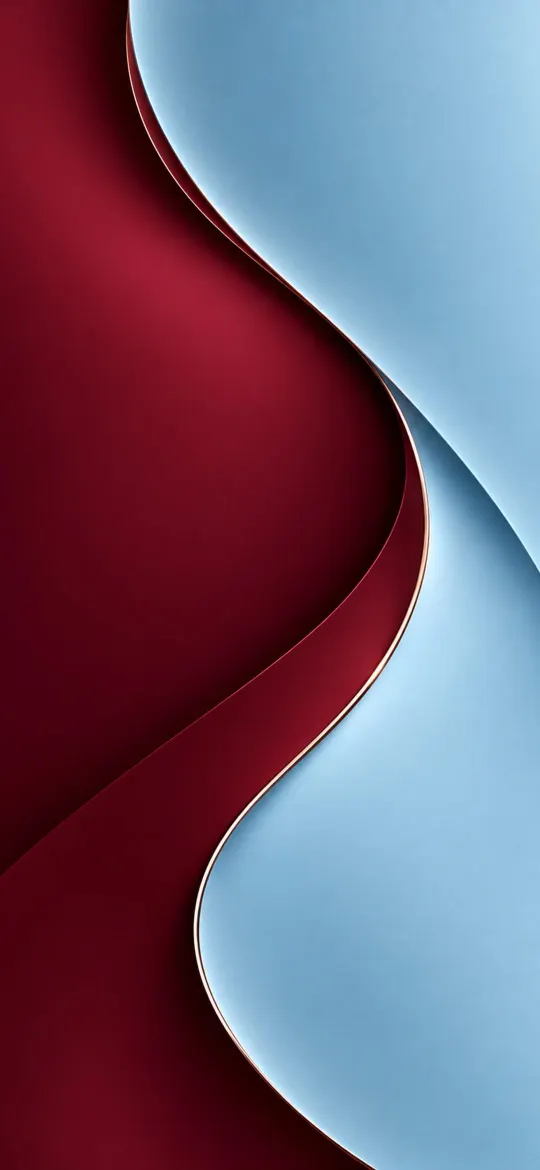 Burgundy and ice blue curved layers meeting in a smooth S-shaped wave