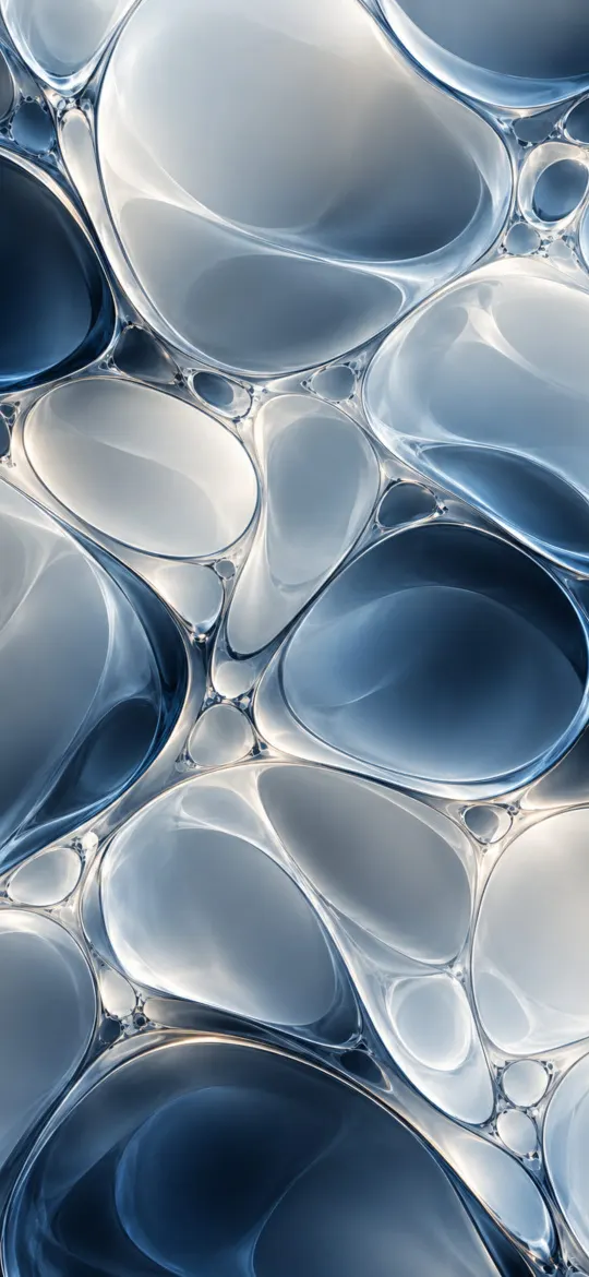 Translucent glass-like cells in white and navy blue packed together