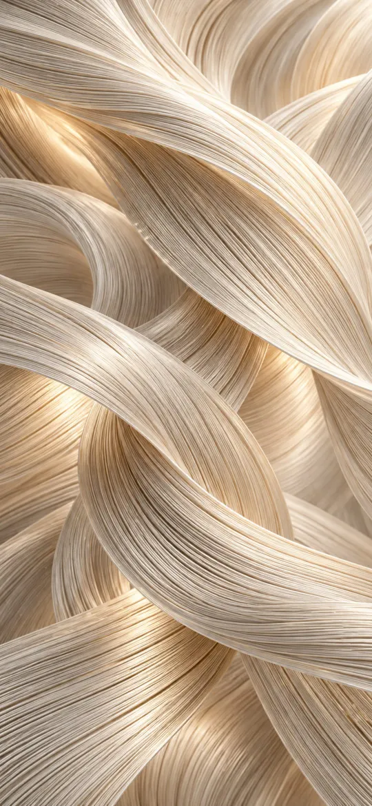 Interwoven ivory and champagne silky strands with warm highlights