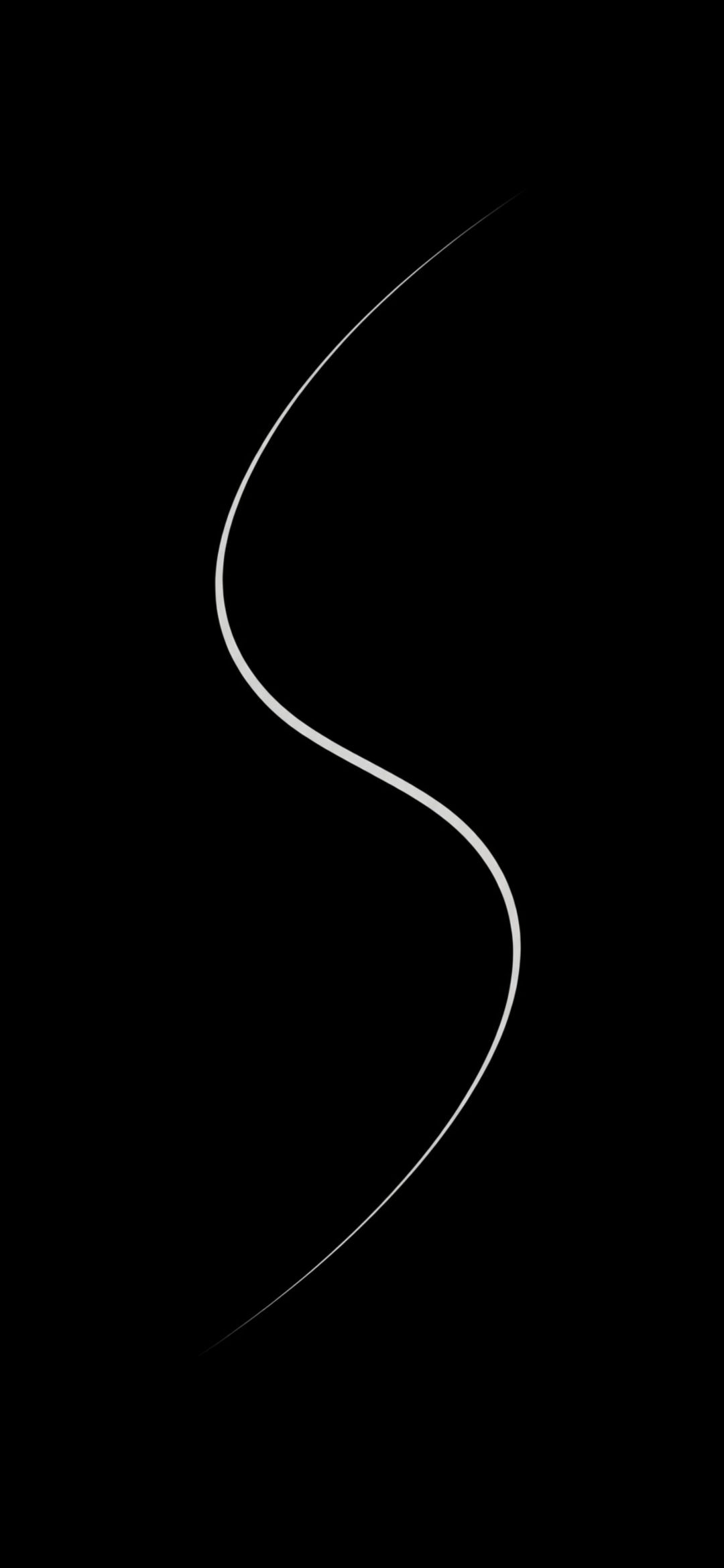 Single thin white S-shaped line on a pure black background
