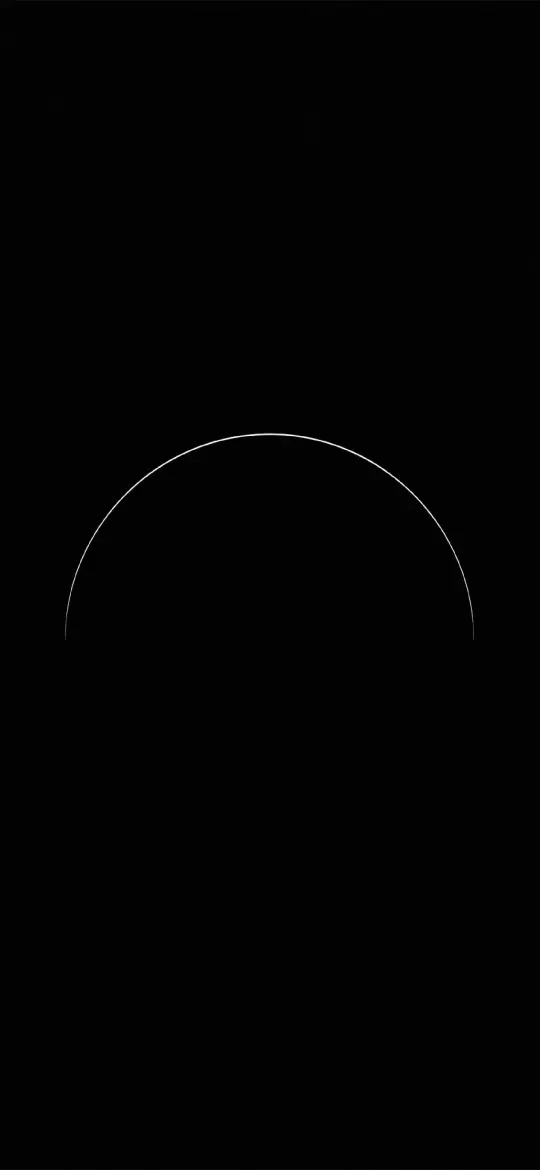 Thin white semicircle arc on a completely black background