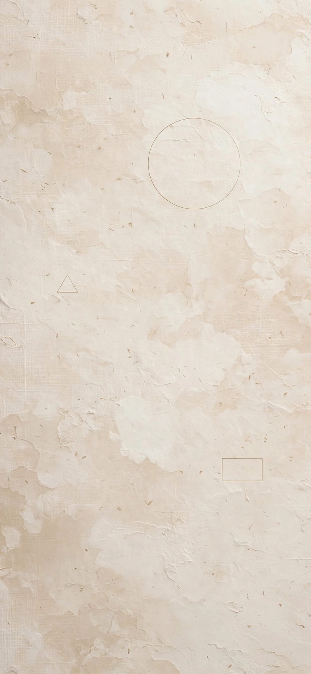 Cream plaster texture with thin outlined circle, triangle and rectangle