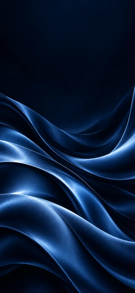 Deep blue satin folds flowing across a dark navy background