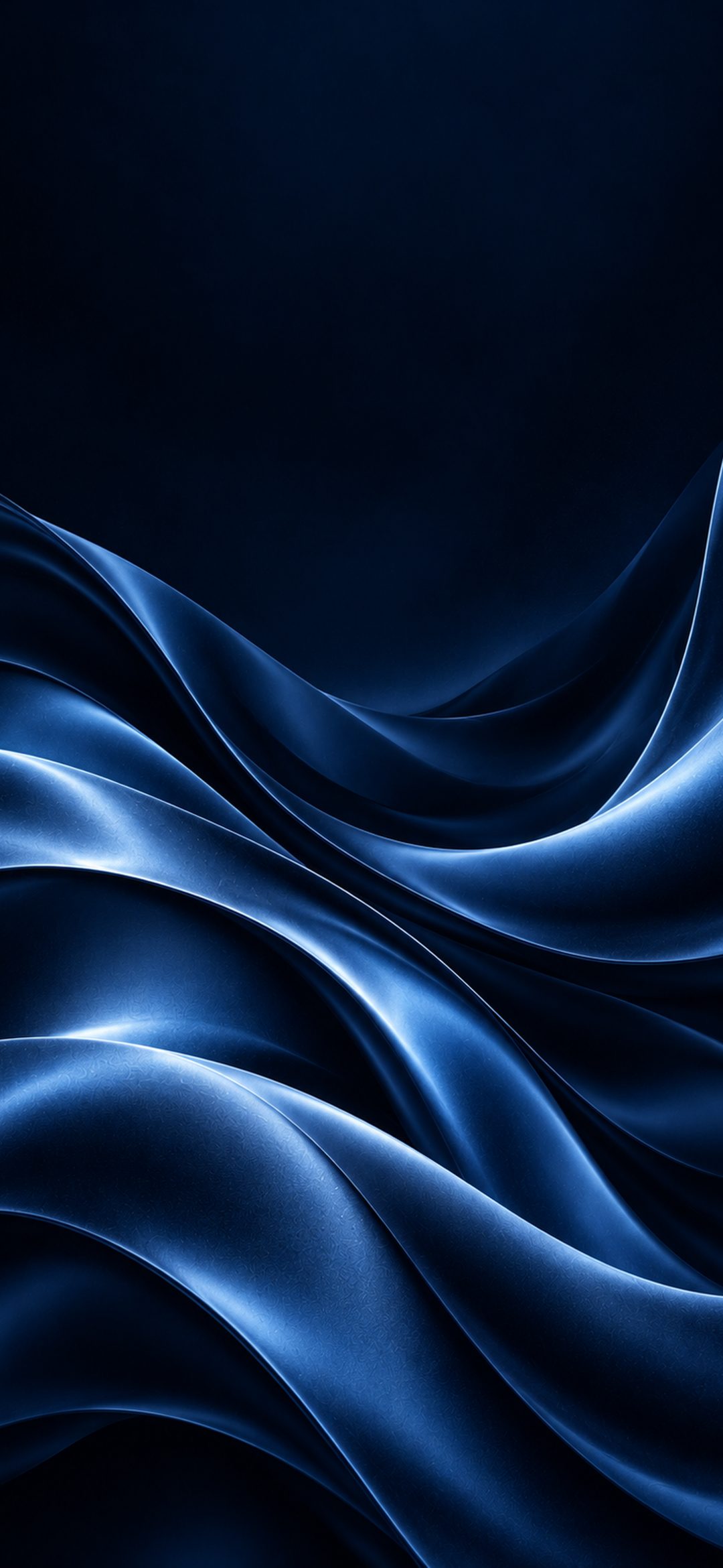 Deep blue satin folds flowing across a dark navy background
