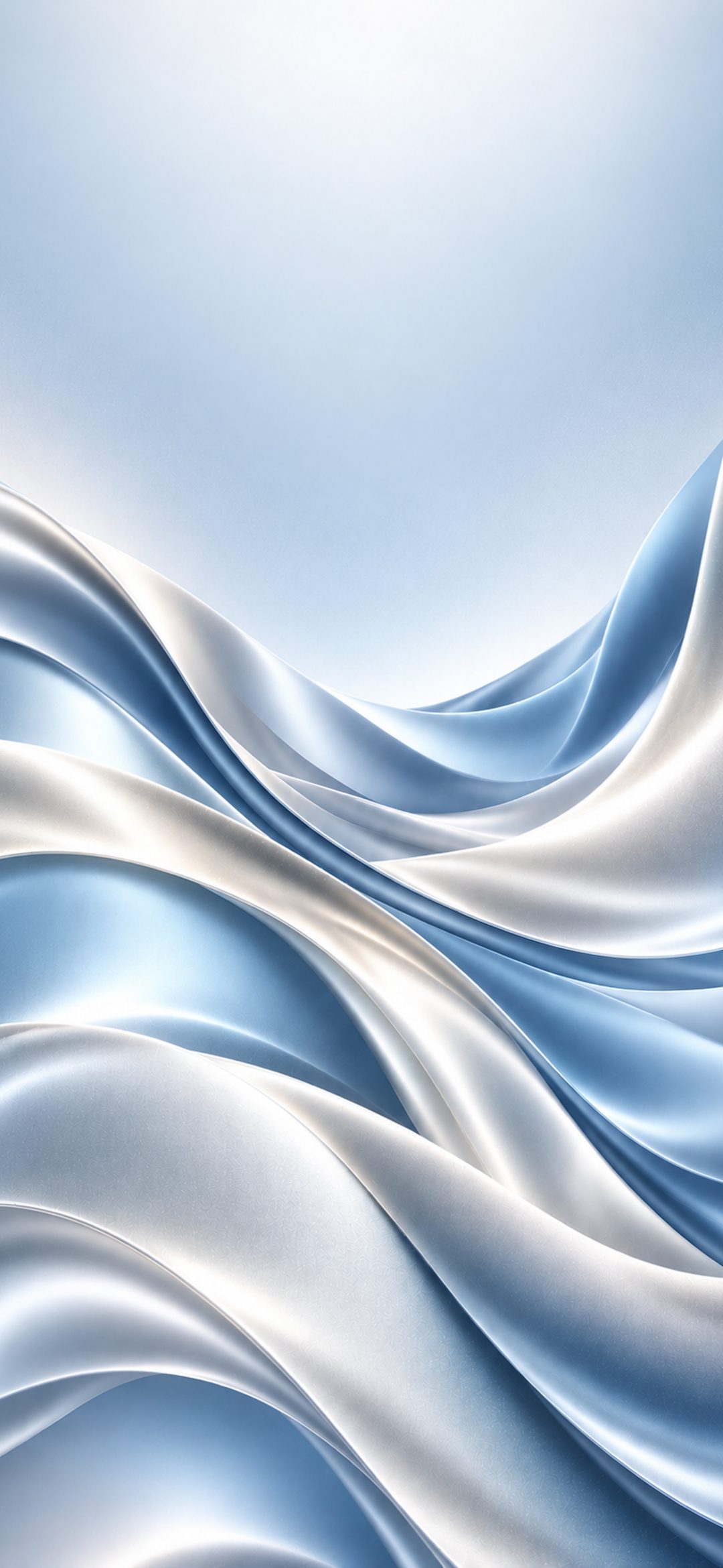 Pearl white and pale blue satin waves in soft light