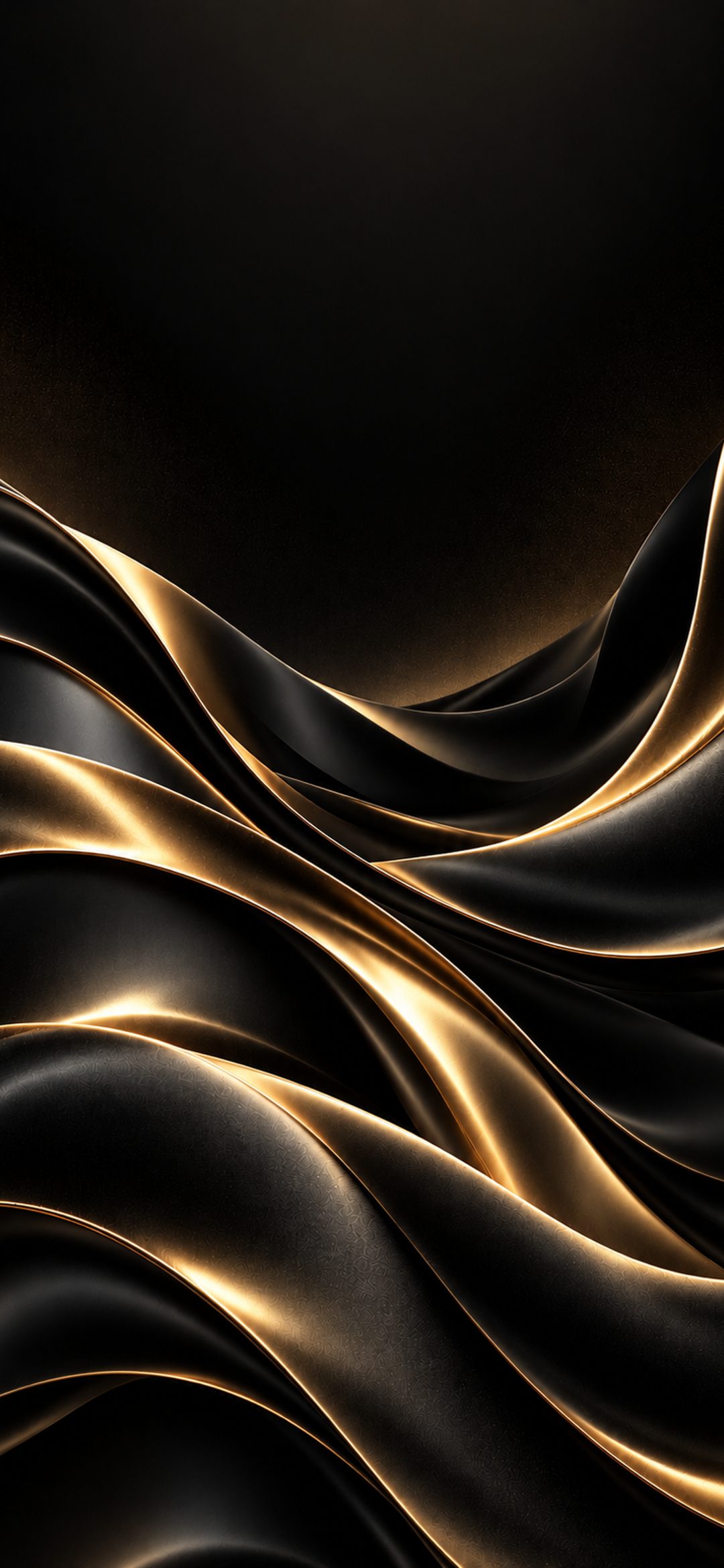 Black satin waves edged with golden light