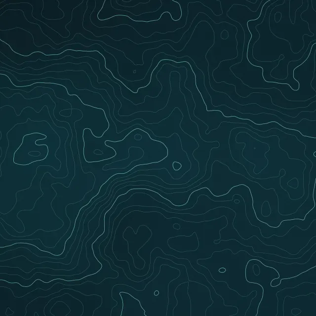 Abyss Depth Contours: aqua contour lines map a deep sea floor across dark teal, like a bathymetric chart of hidden underwater hills, iPad wallpaper