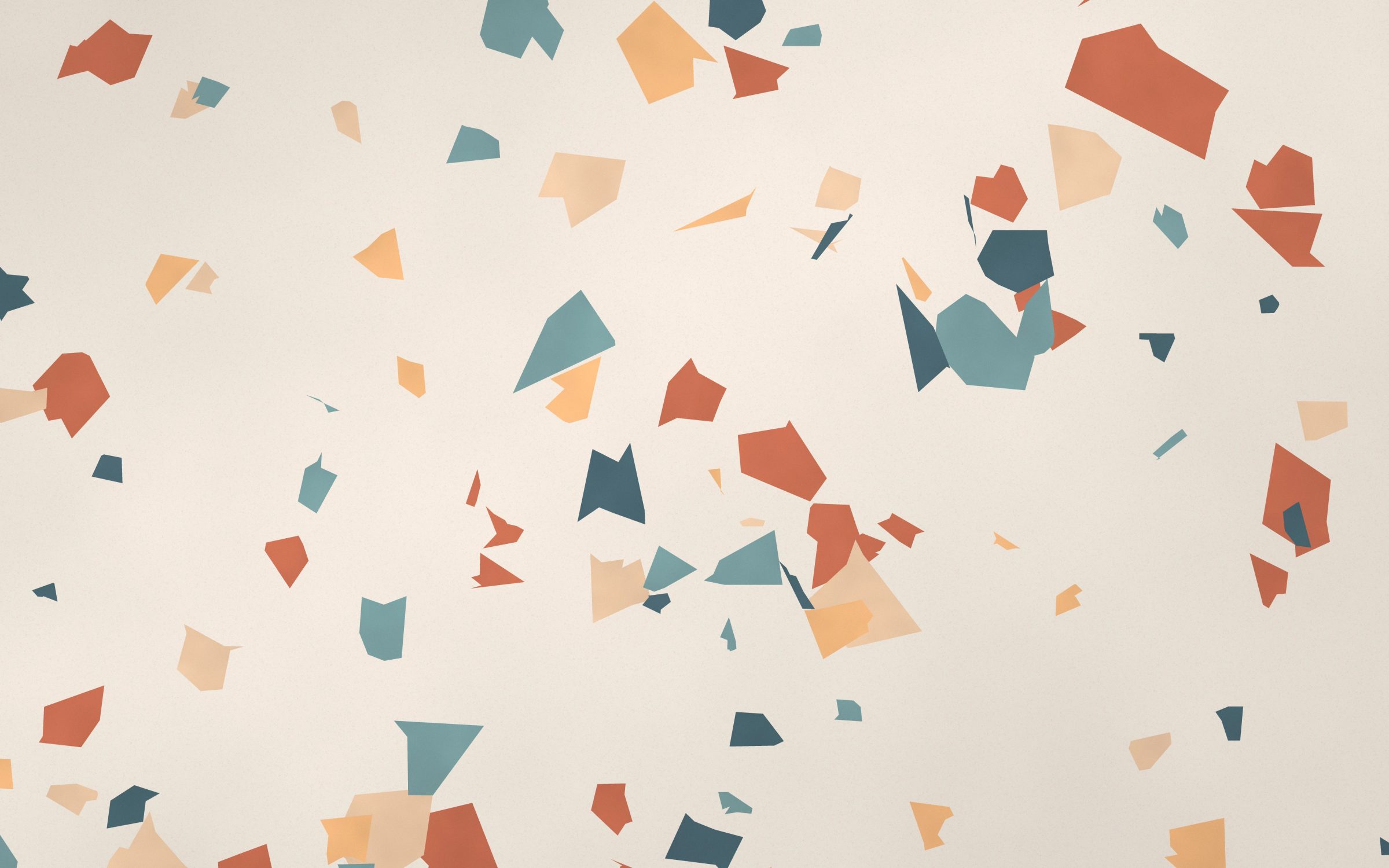 Coral Chip Terrazzo: large chips of coral, peach, sage and slate stone are set into a warm cream base, like a polished terrazzo floor, Mac wallpaper