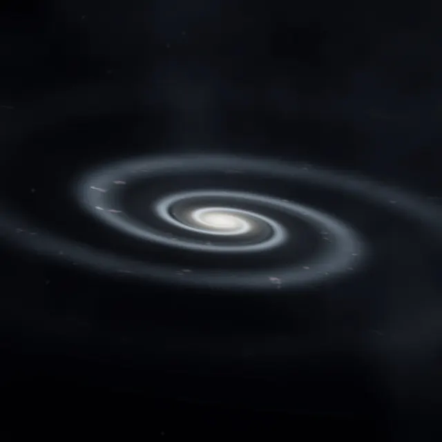 Edge Lit Galaxy: a spiral galaxy seen at a low angle, its bright core and blue arms flattened into a glowing oval among countless stars, iPad wallpaper