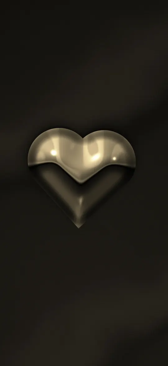 Gold Chrome Heart: a puffy polished gold heart with warm reflections rests on black satin, iPhone wallpaper