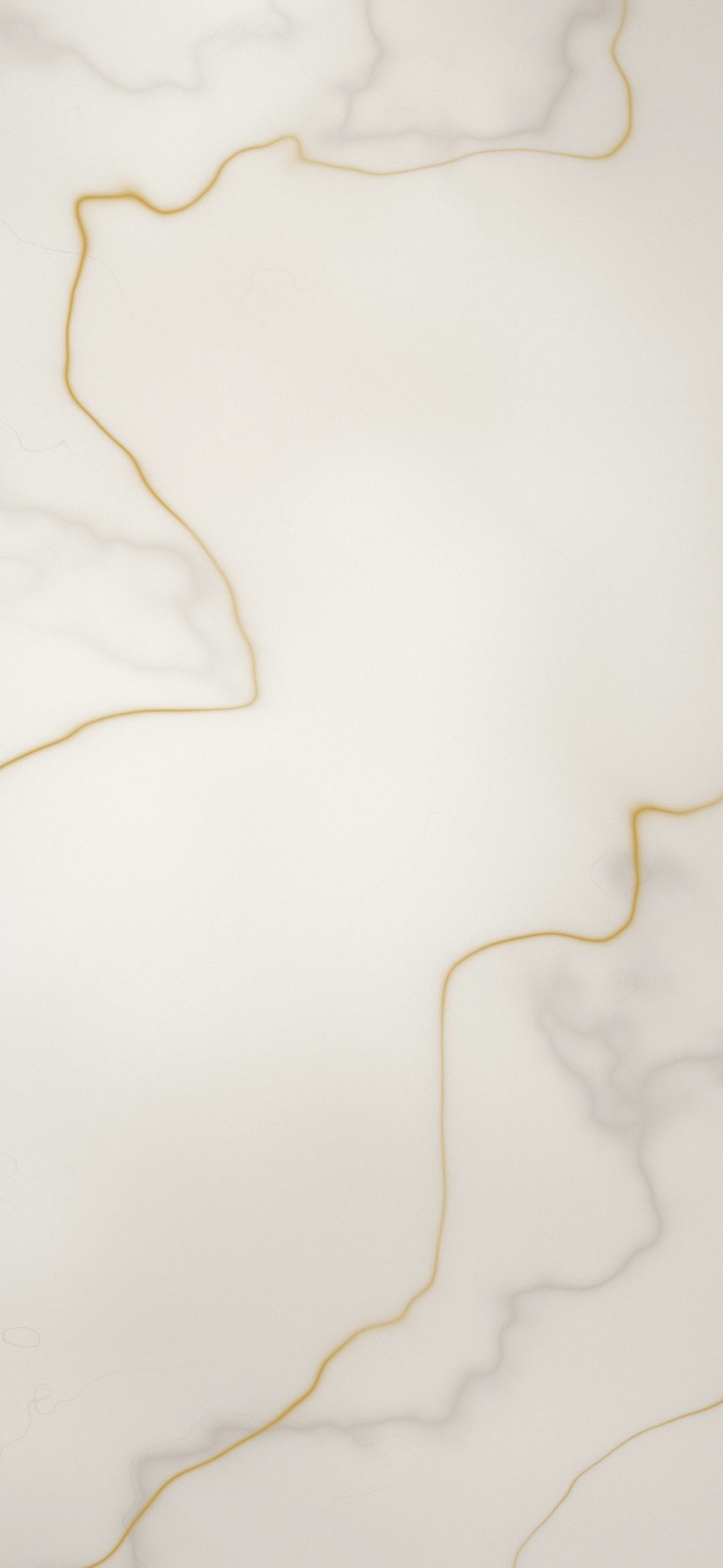 Gold Vein Marble: polished white marble with soft grey clouds is crossed by a fine, winding vein of gold, clean and quietly luxurious, iPhone wallpaper