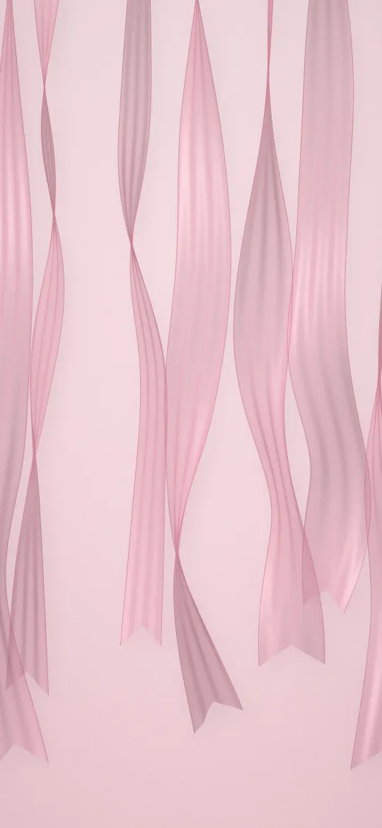 Hanging Pink Ribbons: long sheer pink chiffon ribbons hang down from the top of the screen in soft folds, iPhone wallpaper