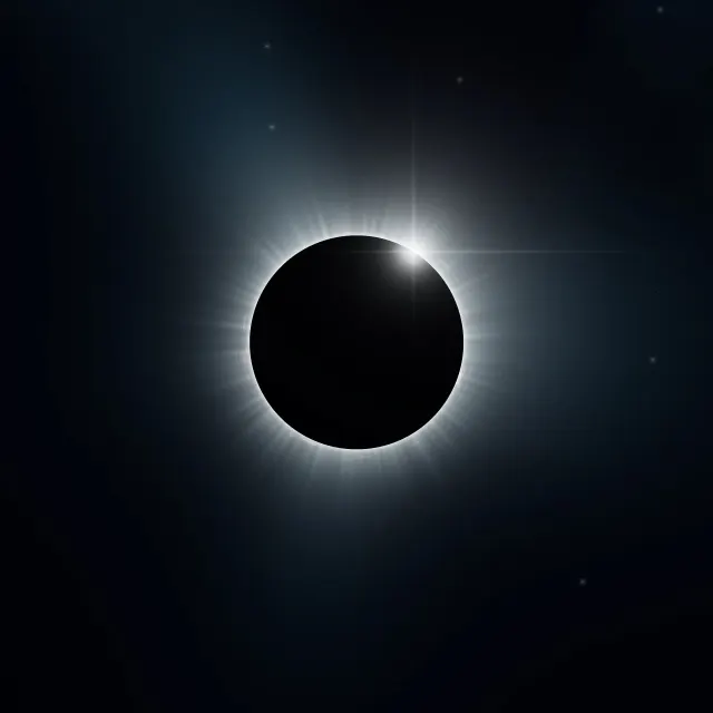Ice Blue Corona: icy blue corona streamers radiate from a total eclipse, a bright flash of sunlight just breaking past the edge of the moon, iPad wallpaper