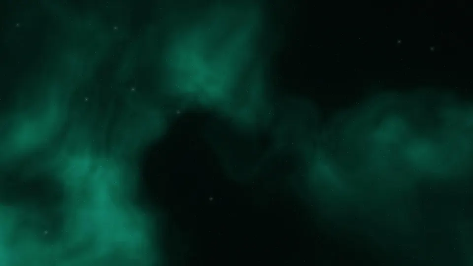 Jade Nebula: jade green interstellar clouds twist through a dark starfield in this deep space wallpaper, PC wallpaper