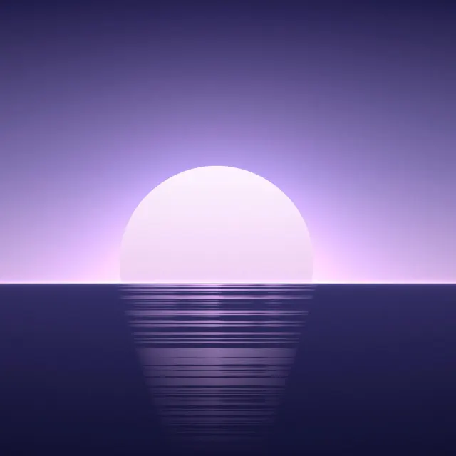 Lilac Dusk: a pale lilac sun meets a deep indigo sea at dusk in this calm, minimal square wallpaper, iPad wallpaper