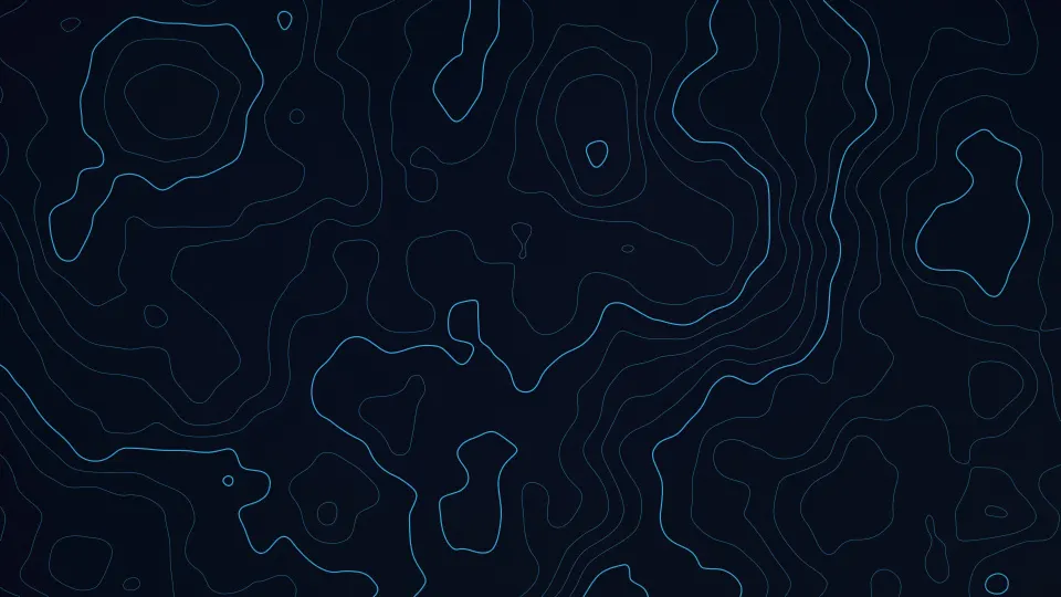 Midnight Contours: thin cyan contour lines on a near-black background, a minimal dark pattern that is easy on the eyes, PC wallpaper