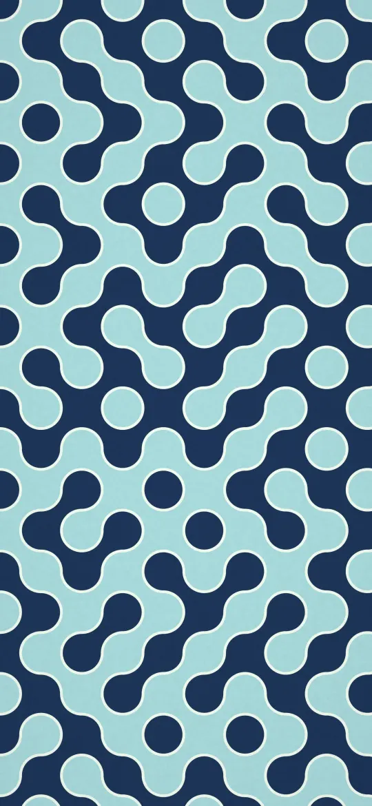 Navy Maze Curves: interlocking navy and pale aqua curves wind across the screen in an endless maze built from simple quarter circles, iPhone wallpaper