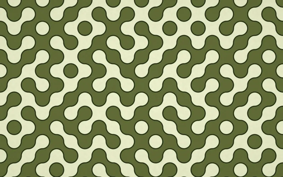 Olive Path Labyrinth: olive and pale lime regions twist together in a maze of quarter-circle tiles, every path outlined with a thin dark line, Mac wallpaper
