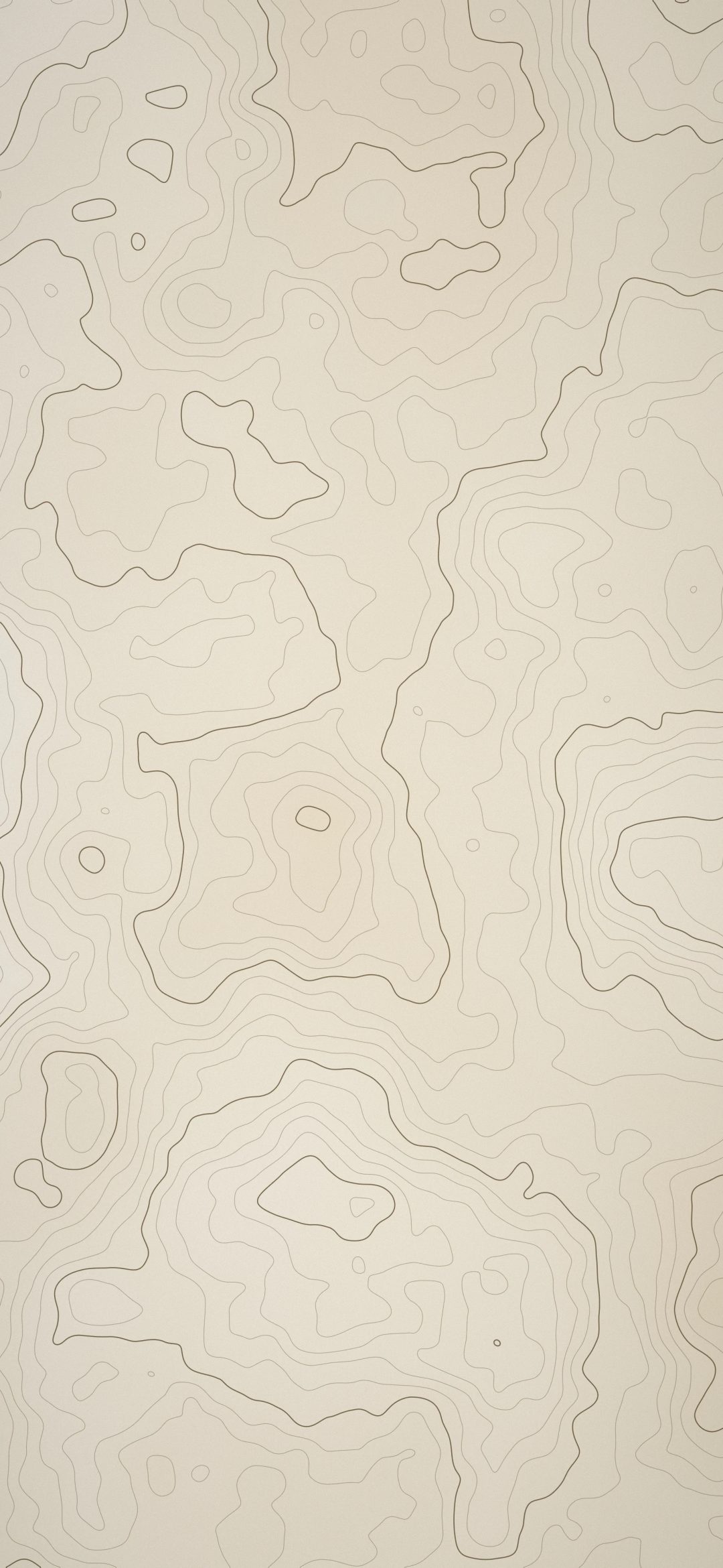 Parchment Contour Map: fine brown contour lines trace hills and valleys across warm parchment, a light and tidy topographic map pattern, iPhone wallpaper