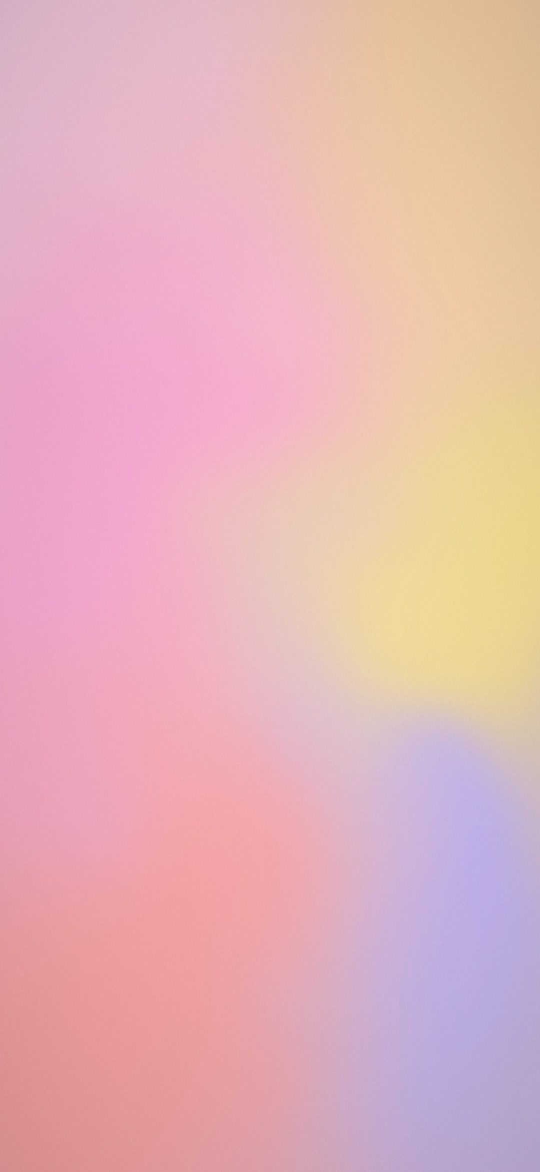Peach Sorbet Gradient: warm peach, rose, butter and lilac blend in a soft mesh gradient with fine grain, light and airy behind app icons, iPhone wallpaper