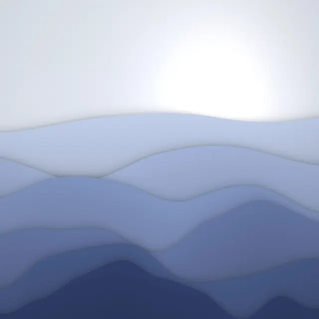 Periwinkle Dune Fold: periwinkle and steel blue hills fold into each other under a pale sky, layered with soft shadows like cut paper, iPad wallpaper