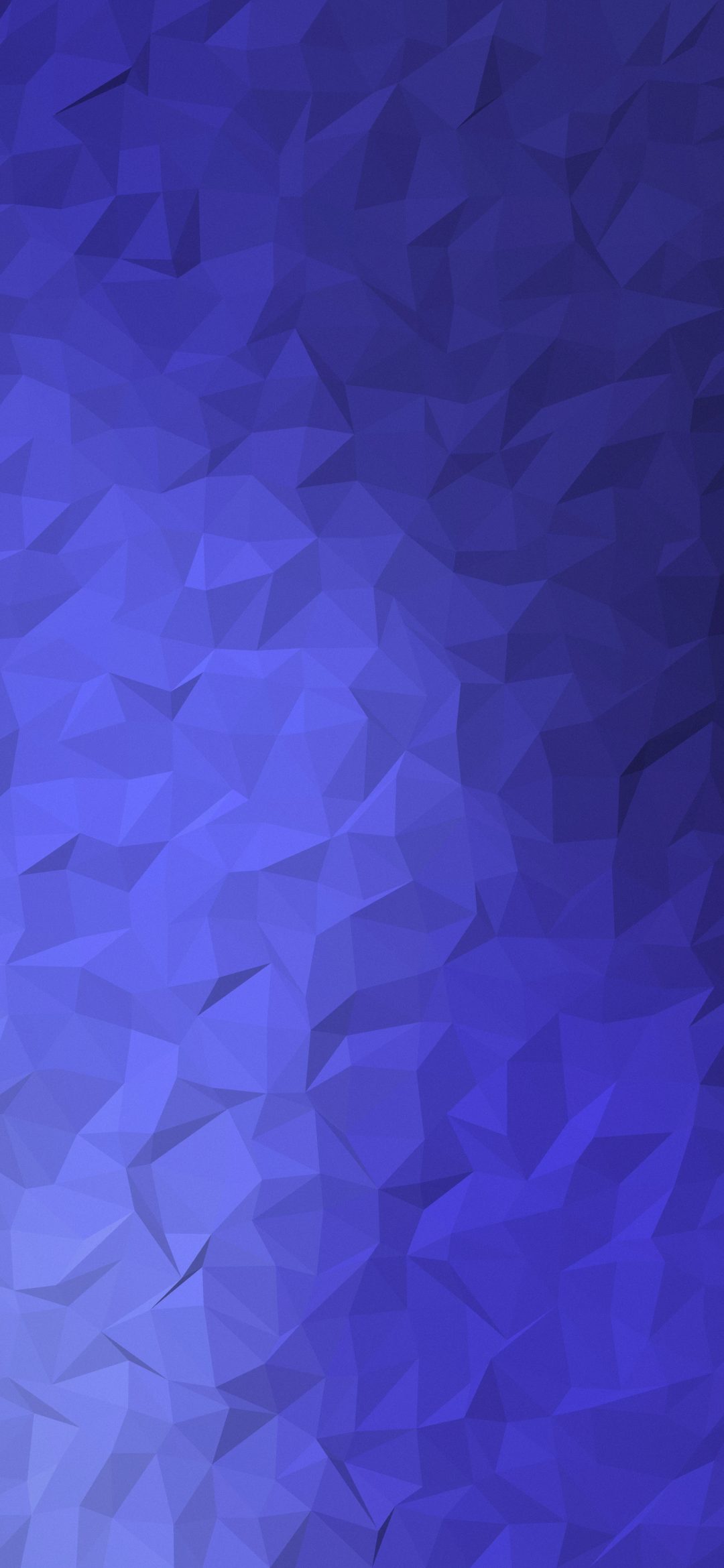 Sapphire Prism Facets: sapphire and indigo triangles form a crystalline low-poly surface, each facet lit at a slightly different angle, iPhone wallpaper