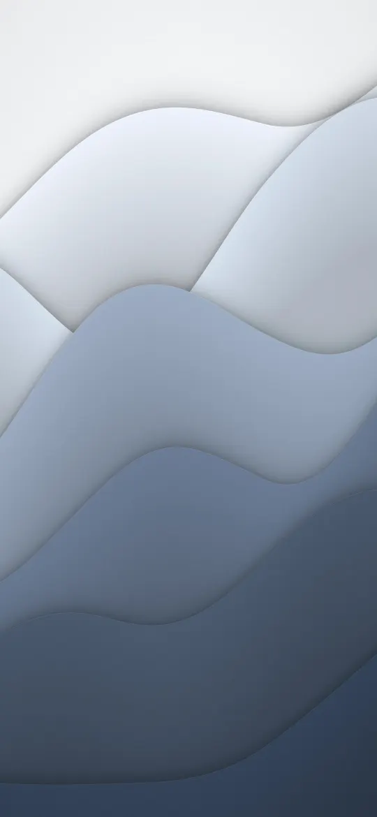 Silver Fog Layers: pale silver fades to slate through smooth layers of paper-cut waves, a calm monochrome wallpaper with soft shadows, iPhone wallpaper