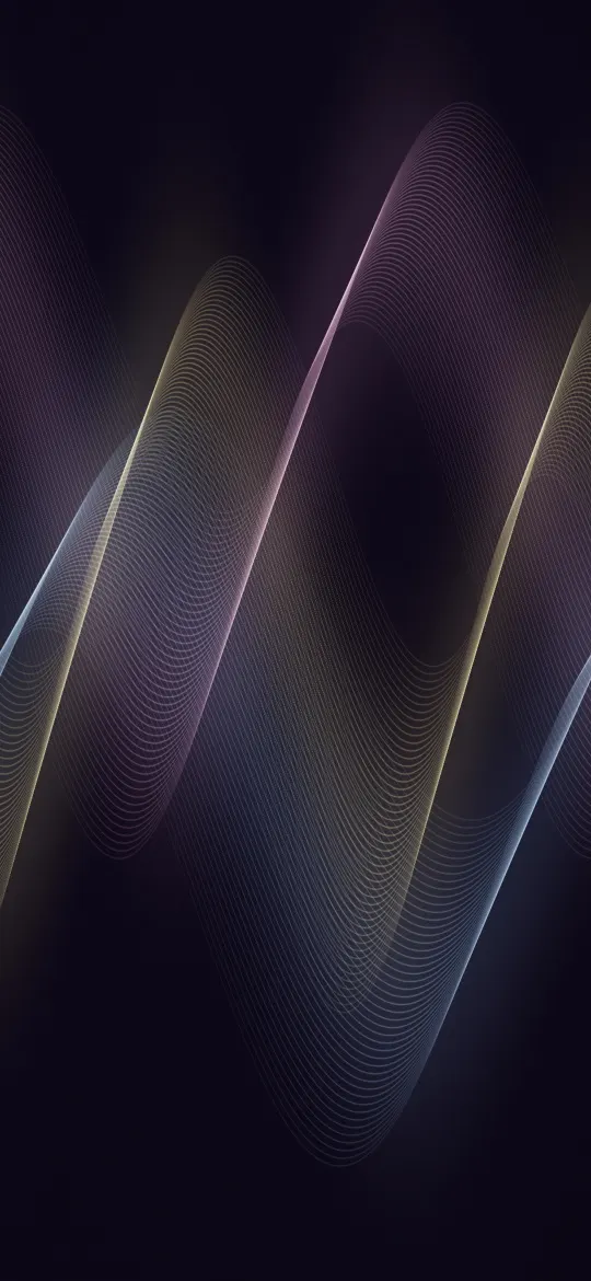 Sorbet Thread Waves: fine threads in sorbet pink, lemon and powder blue sweep across a dark background like softly glowing strands of silk, iPhone wallpaper