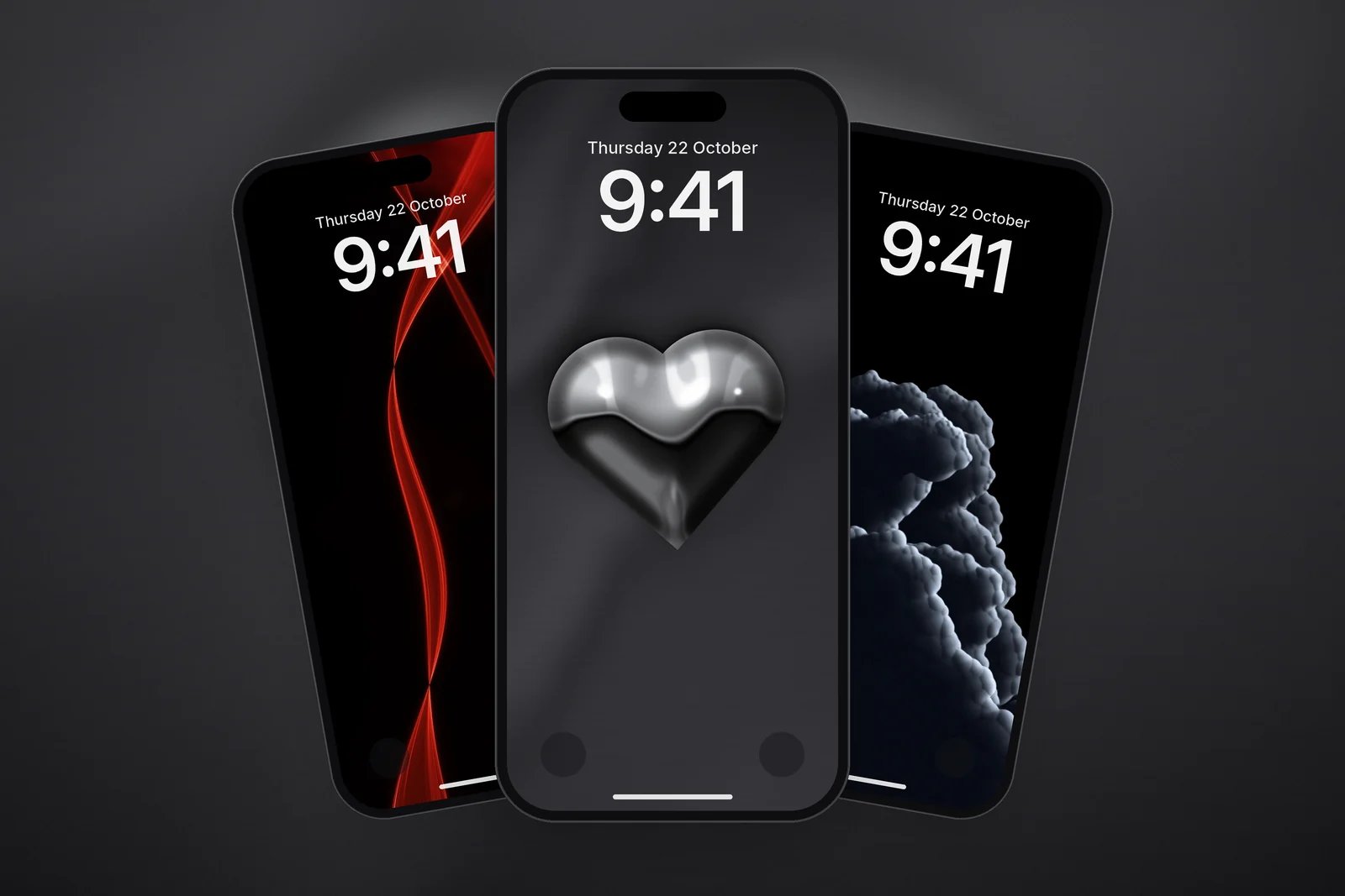 Liquid Chrome Heart, Red Light Ribbon and Cold Storm Tower