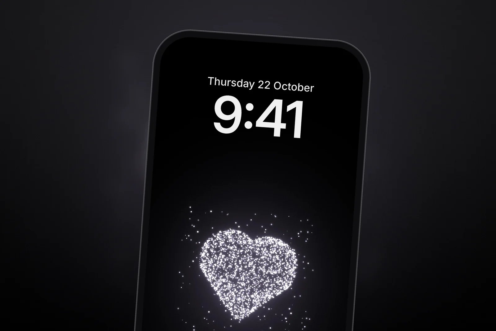 Stardust Violet Heart below the Lock Screen clock