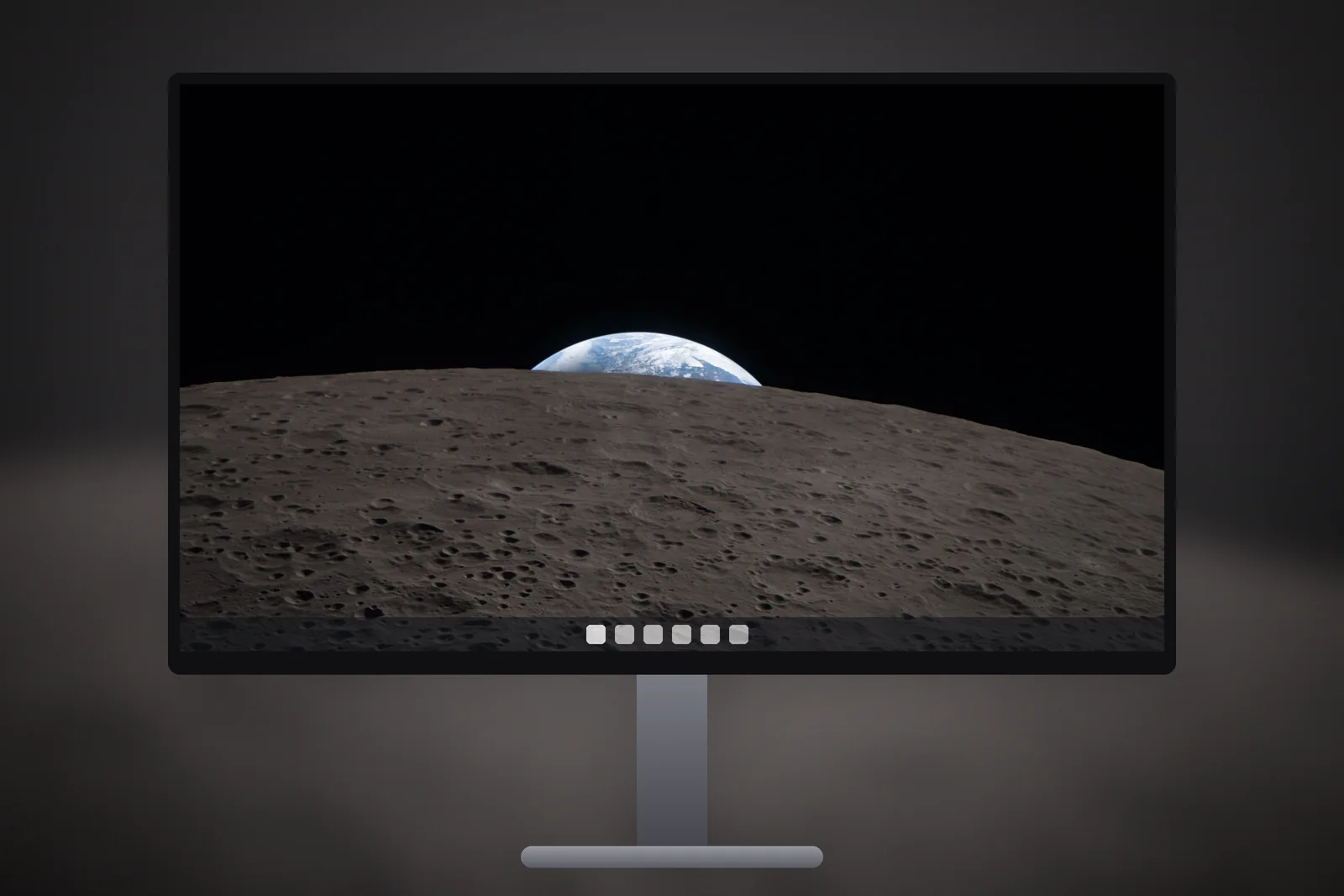 A desktop monitor showing the Earthset Over the Moon wallpaper